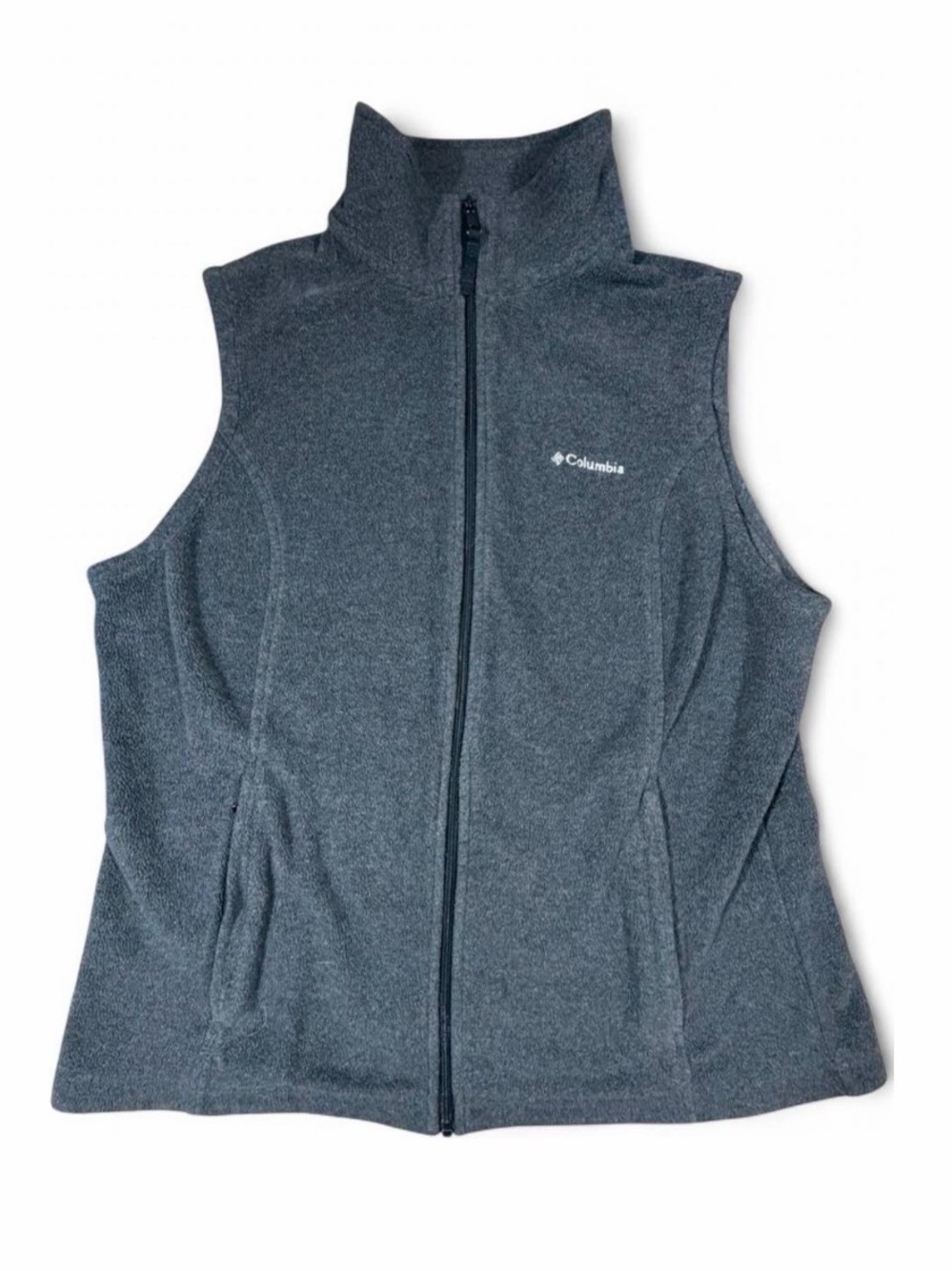 Columbia Charcoal Gray Fleece Zip Vest Women's Large Outdoor Hiking - Picture 1 of 6